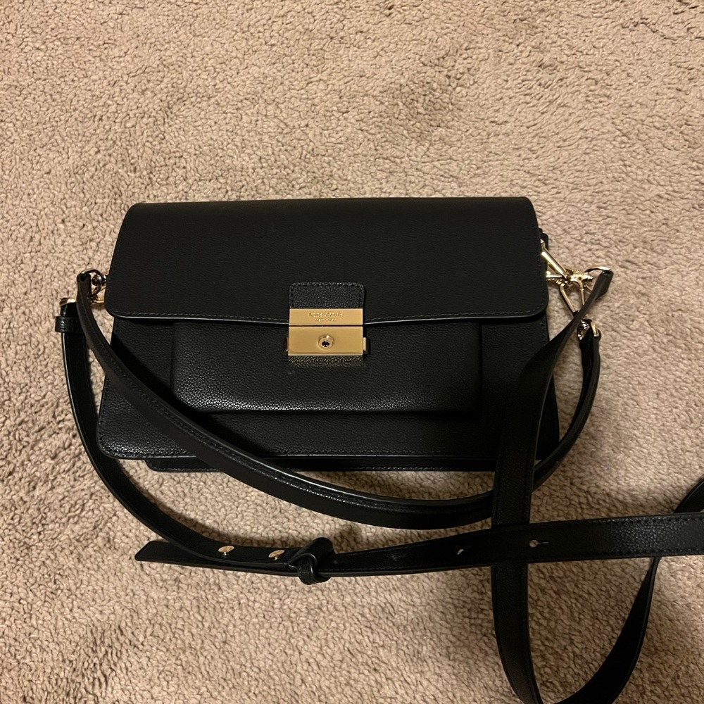 Kate Spade Black Crossbody Bag with Gold Accents